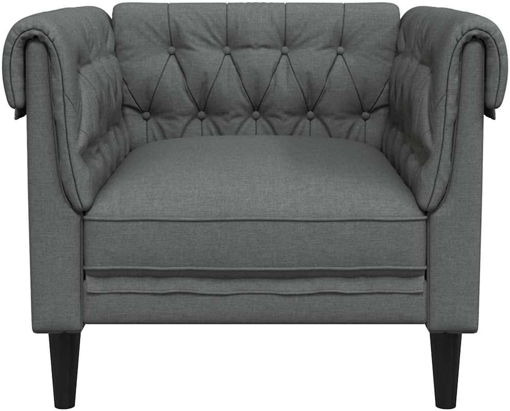Dark Grey Sofa 78.5 x 74.5 x 74.5 cm Made of Polyester, Modern Chesterfield Design with Comfortable Foam Filling, Flexible Placement, Durable and Functional for Living Room