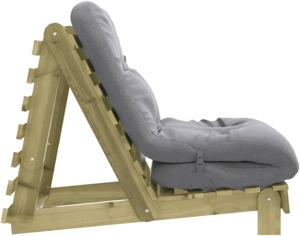 Futon Sofa Bed with Mattress, Pine Wood, Pressure Treated, 70 x 206 x 11 cm, Adjustable Backrest, Foldable as a Guest Bed, Space Saving for Sitting and Lying