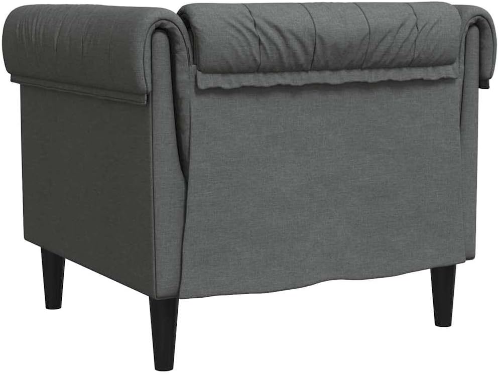 Dark Grey Sofa 78.5 x 74.5 x 74.5 cm Made of Polyester, Modern Chesterfield Design with Comfortable Foam Filling, Flexible Placement, Durable and Functional for Living Room