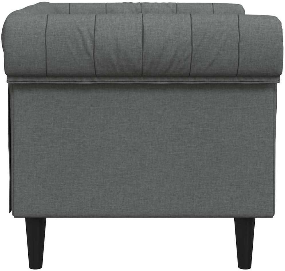 Dark Grey Sofa 78.5 x 74.5 x 74.5 cm Made of Polyester, Modern Chesterfield Design with Comfortable Foam Filling, Flexible Placement, Durable and Functional for Living Room