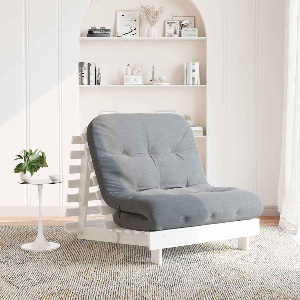 Futon Sofa Bed with Mattress, Pine Wood, Pressure Treated, 70 x 206 x 11 cm, Adjustable Backrest, Foldable as a Guest Bed, Space Saving for Sitting and Lying