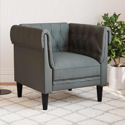 Dark Grey Sofa 78.5 x 74.5 x 74.5 cm Made of Polyester, Modern Chesterfield Design with Comfortable Foam Filling, Flexible Placement, Durable and Functional for Living Room