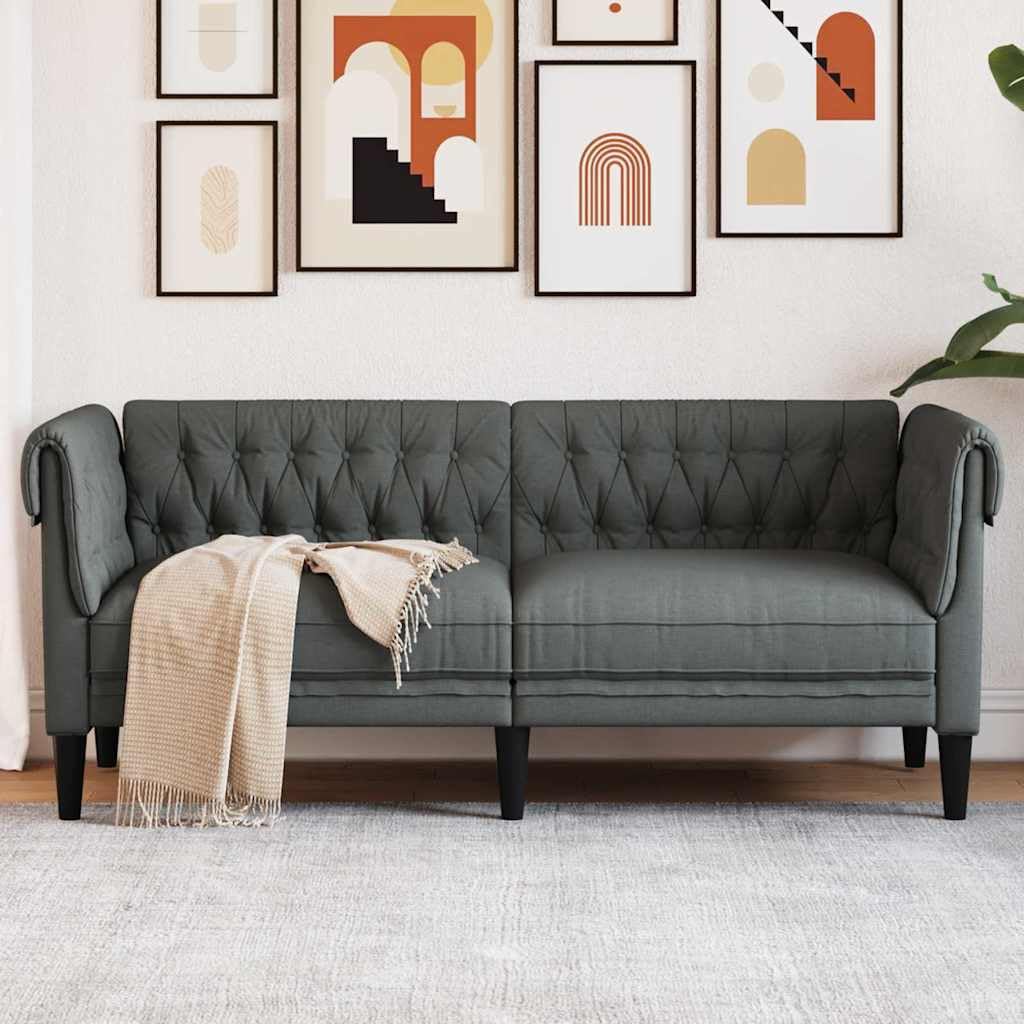 Dark Grey Sofa 78.5 x 74.5 x 74.5 cm Made of Polyester, Modern Chesterfield Design with Comfortable Foam Filling, Flexible Placement, Durable and Functional for Living Room