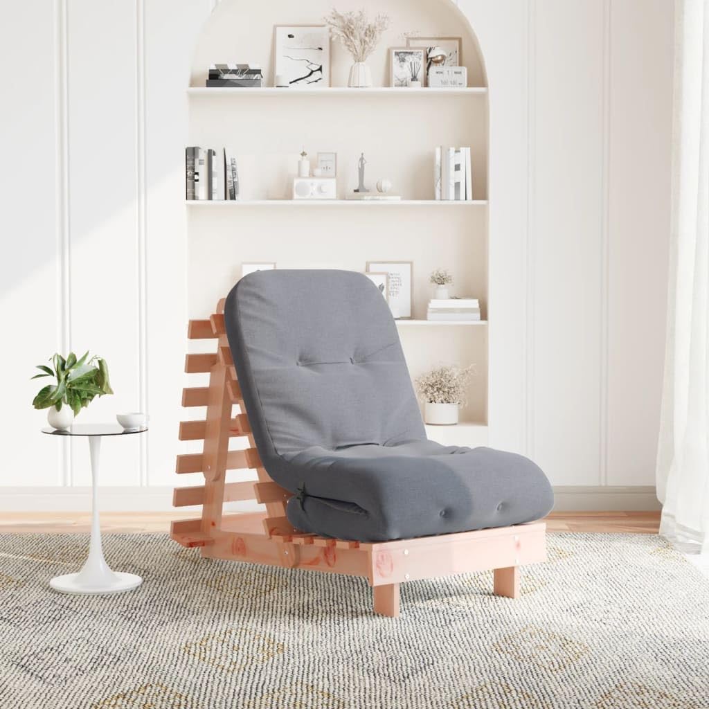 Futon Sofa Bed with Mattress, Pine Wood, Pressure Treated, 70 x 206 x 11 cm, Adjustable Backrest, Foldable as a Guest Bed, Space Saving for Sitting and Lying