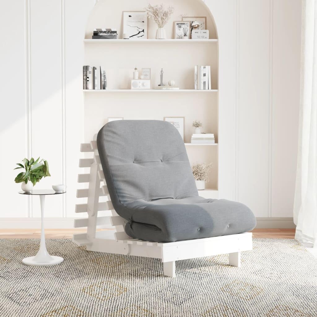 Futon Sofa Bed with Mattress, Pine Wood, Pressure Treated, 70 x 206 x 11 cm, Adjustable Backrest, Foldable as a Guest Bed, Space Saving for Sitting and Lying