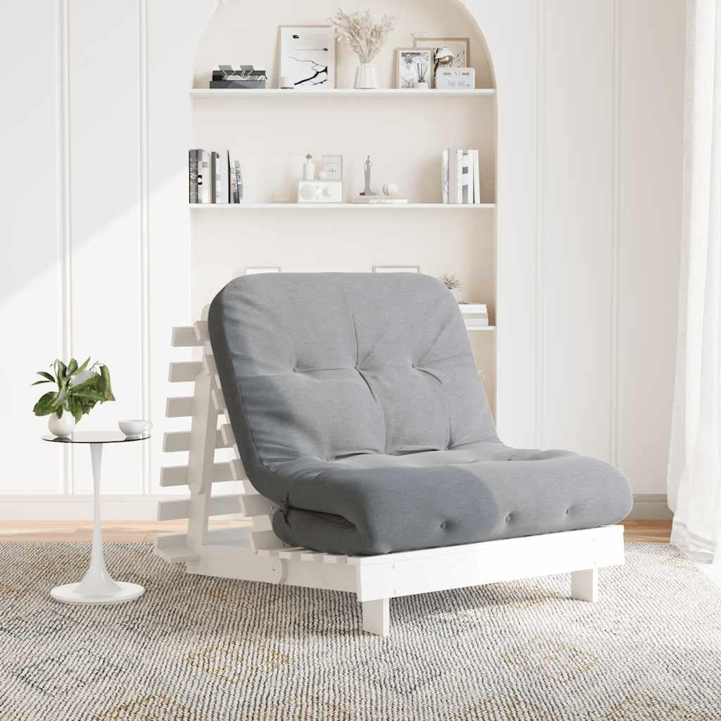 Futon Sofa Bed with Mattress, Pine Wood, Pressure Treated, 70 x 206 x 11 cm, Adjustable Backrest, Foldable as a Guest Bed, Space Saving for Sitting and Lying
