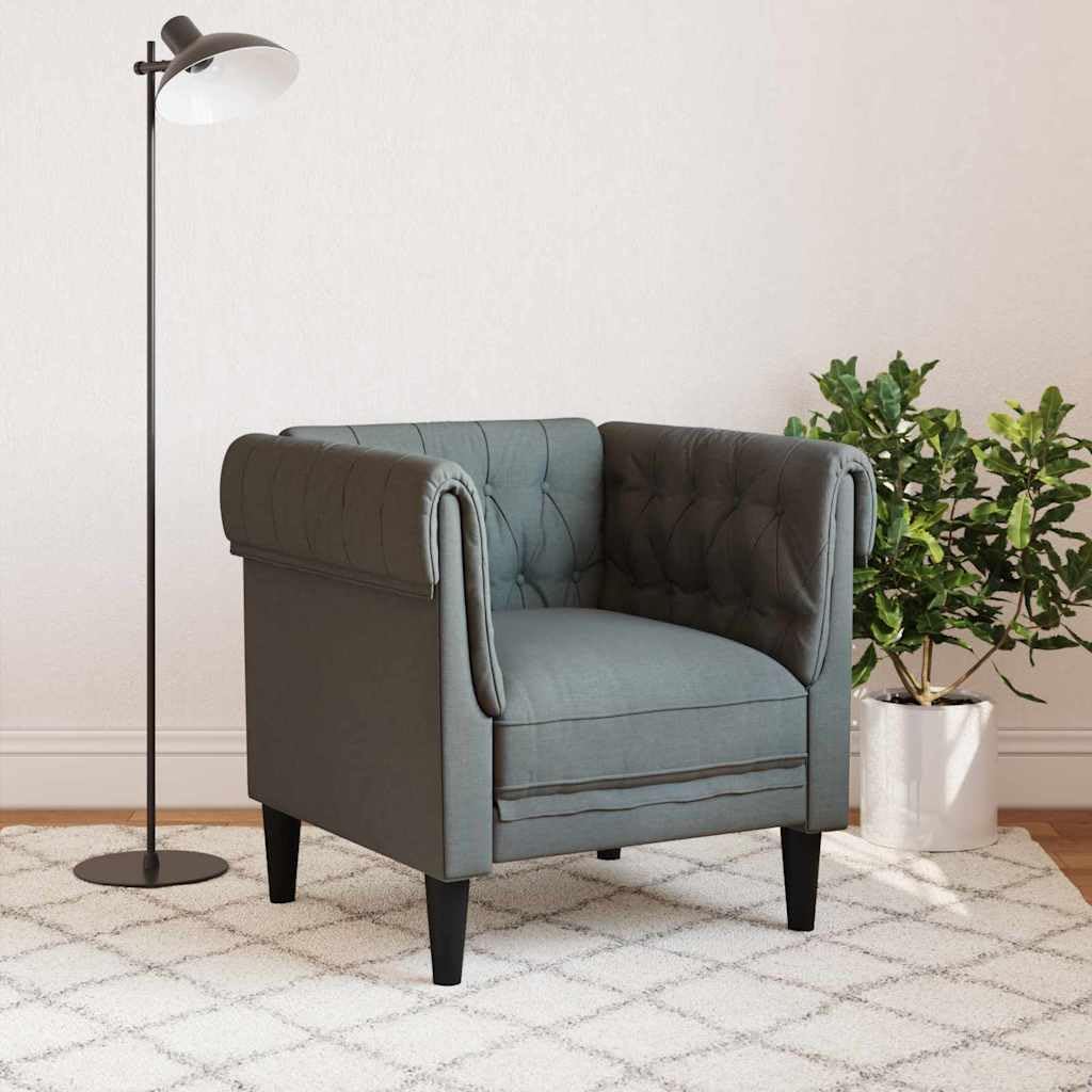 Dark Grey Sofa 78.5 x 74.5 x 74.5 cm Made of Polyester, Modern Chesterfield Design with Comfortable Foam Filling, Flexible Placement, Durable and Functional for Living Room