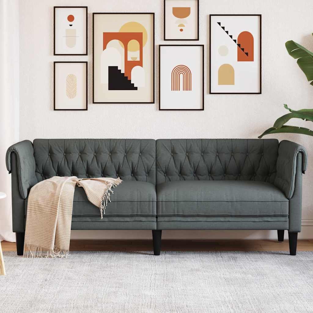 Dark Grey Sofa 78.5 x 74.5 x 74.5 cm Made of Polyester, Modern Chesterfield Design with Comfortable Foam Filling, Flexible Placement, Durable and Functional for Living Room