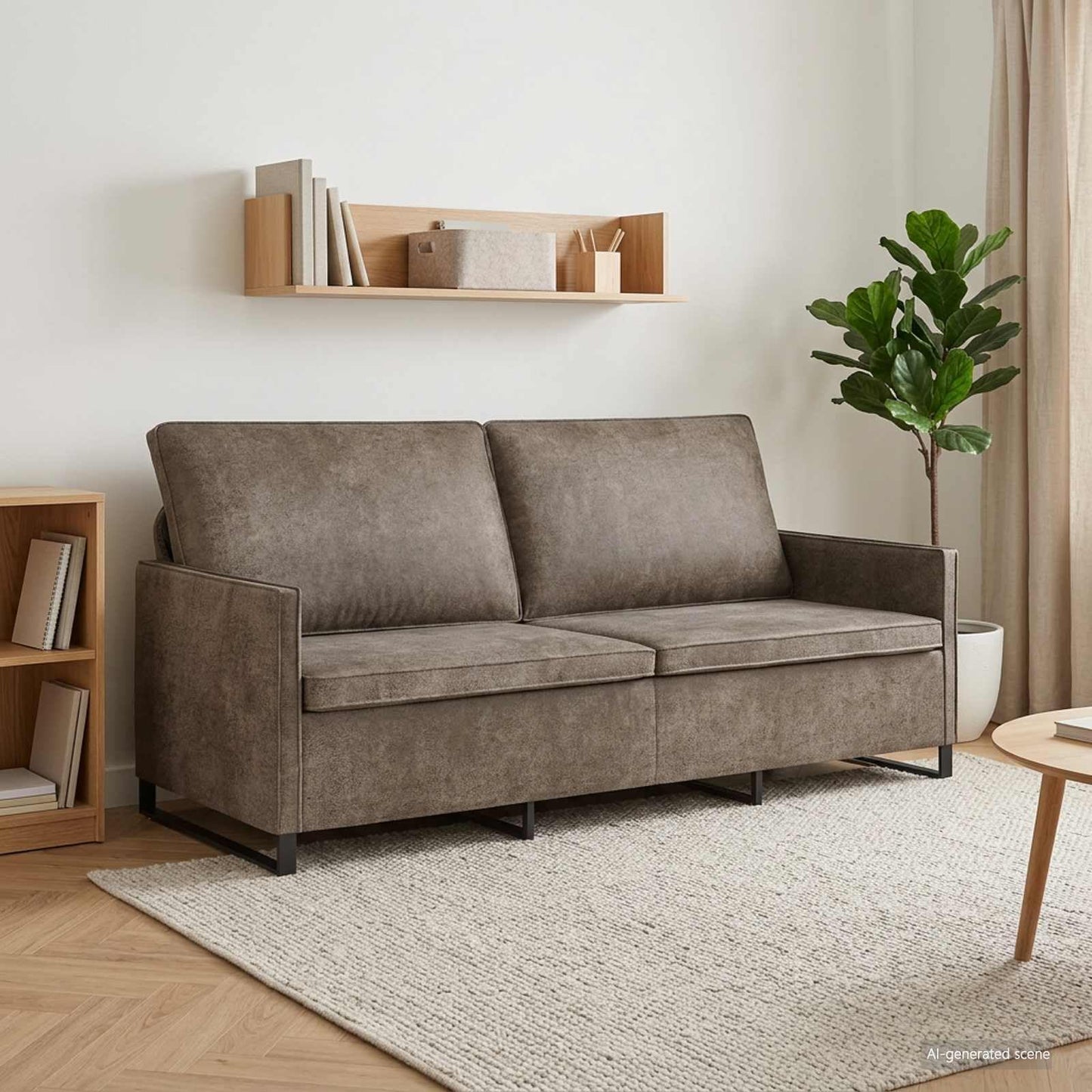 Single Sofa Dark Grey 70 x 81 x 82 cm Faux Suede Modern Design with Sturdy Metal Frame and Comfortable Seat for Living Room, Office or Lounge