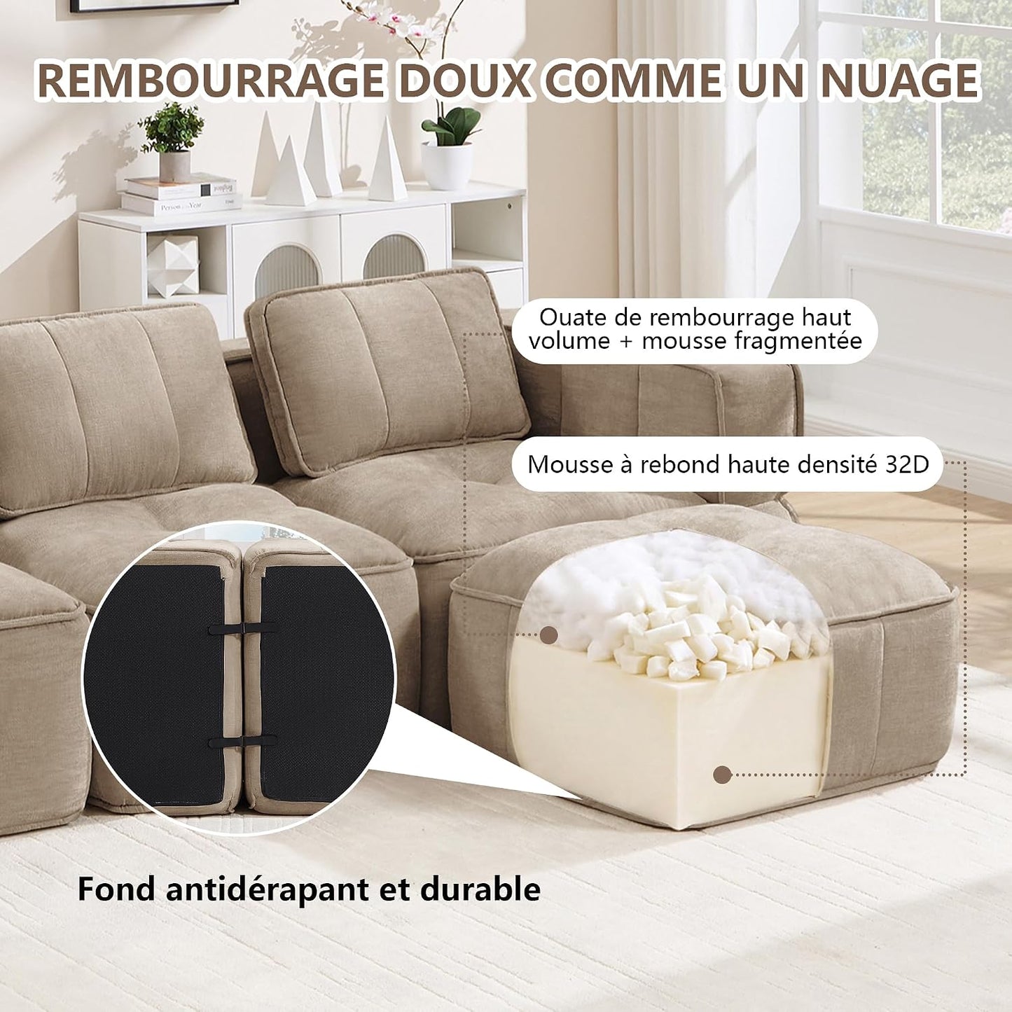 2-Sitzer Modulsofa Rahmenloses Sofa 32D Schaumstoff