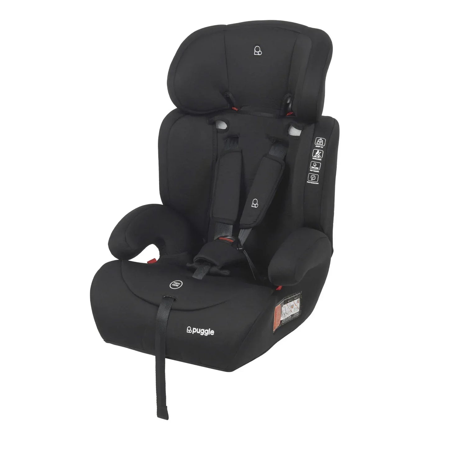 Puggle Maxi Gro Comfort Group 1/2/3 Eco Car Seat Booster Seat - Storm Black (9 Months-12 Years) by Puggle
