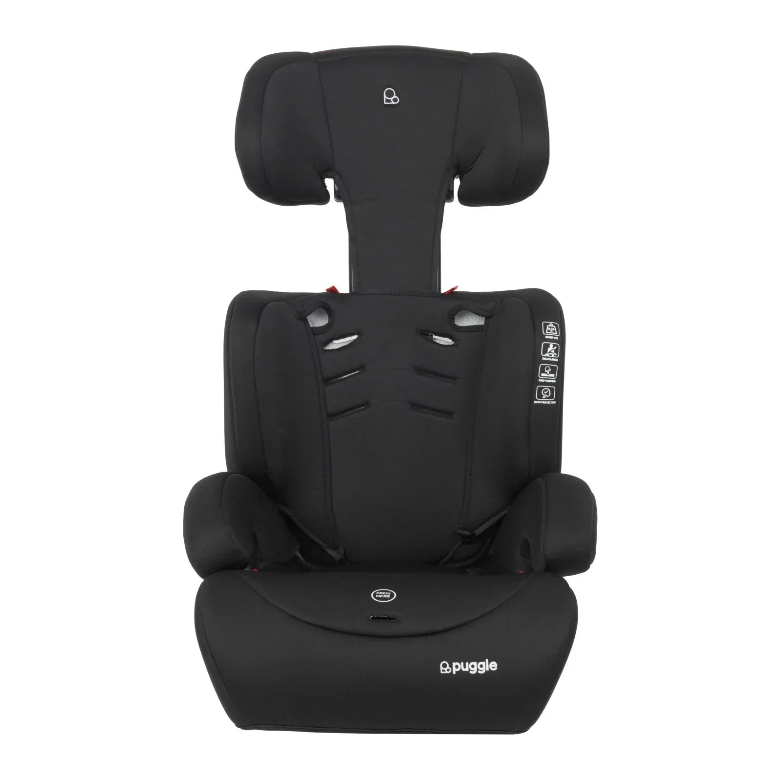 Puggle Maxi Gro Comfort Group 1/2/3 Eco Car Seat Booster Seat - Storm Black (9 Months-12 Years) by Puggle