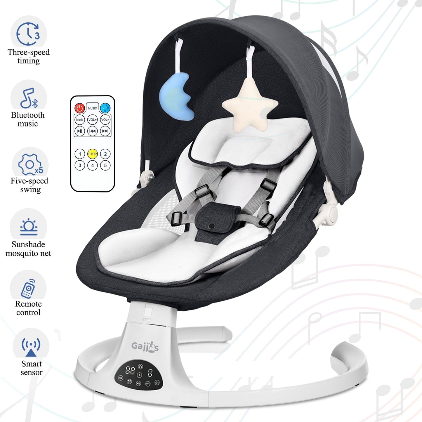 Electric Baby Swing Rocker Chair with Bluetooth & Remote by FK Sports